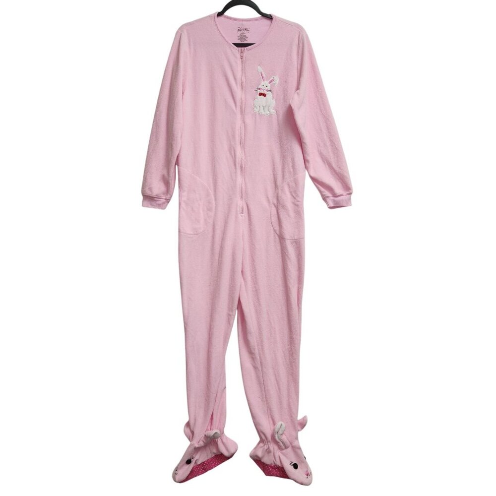 Nick & Nora Pink Bunny Onesie Pajamas With Feet M 2355